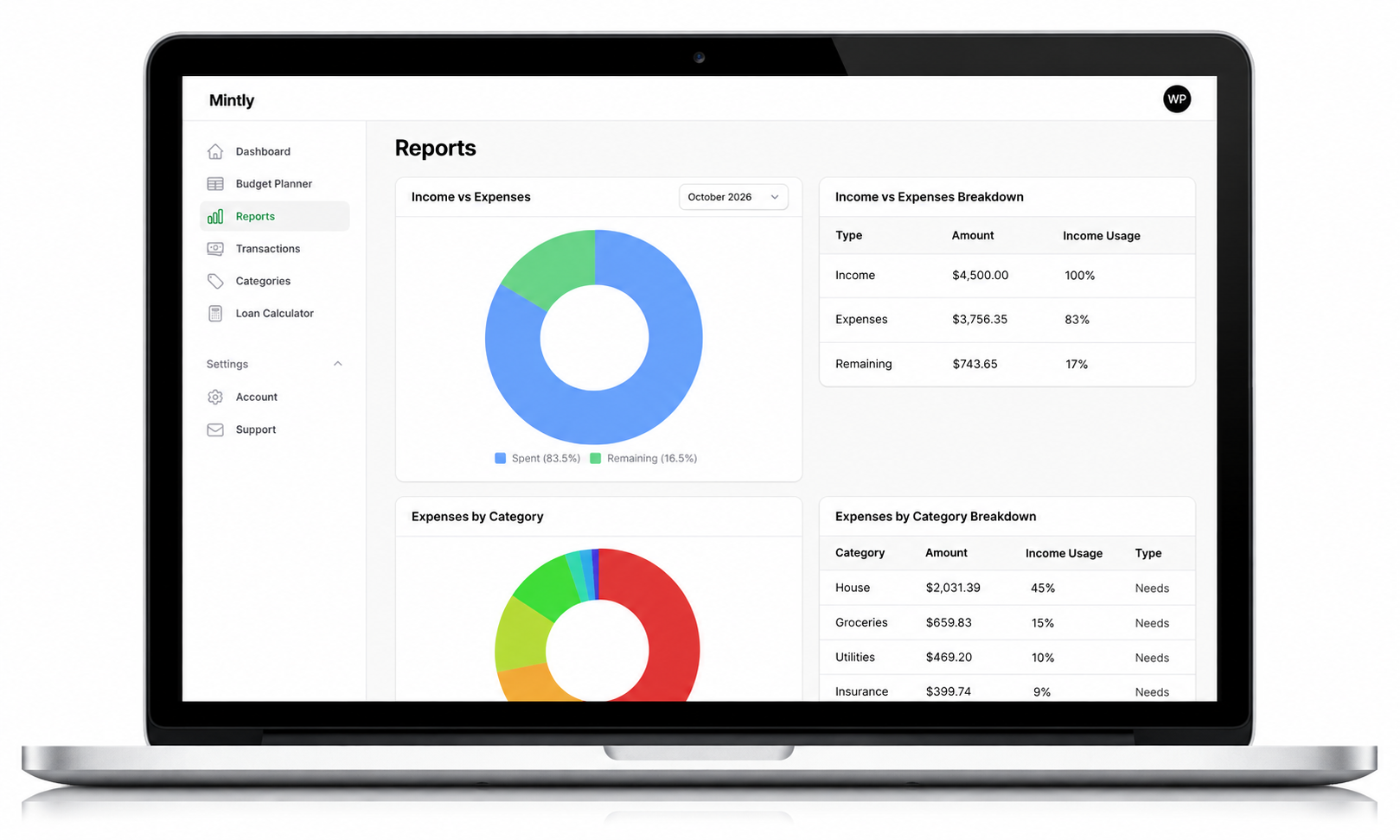 Mintly Visual reports & insights