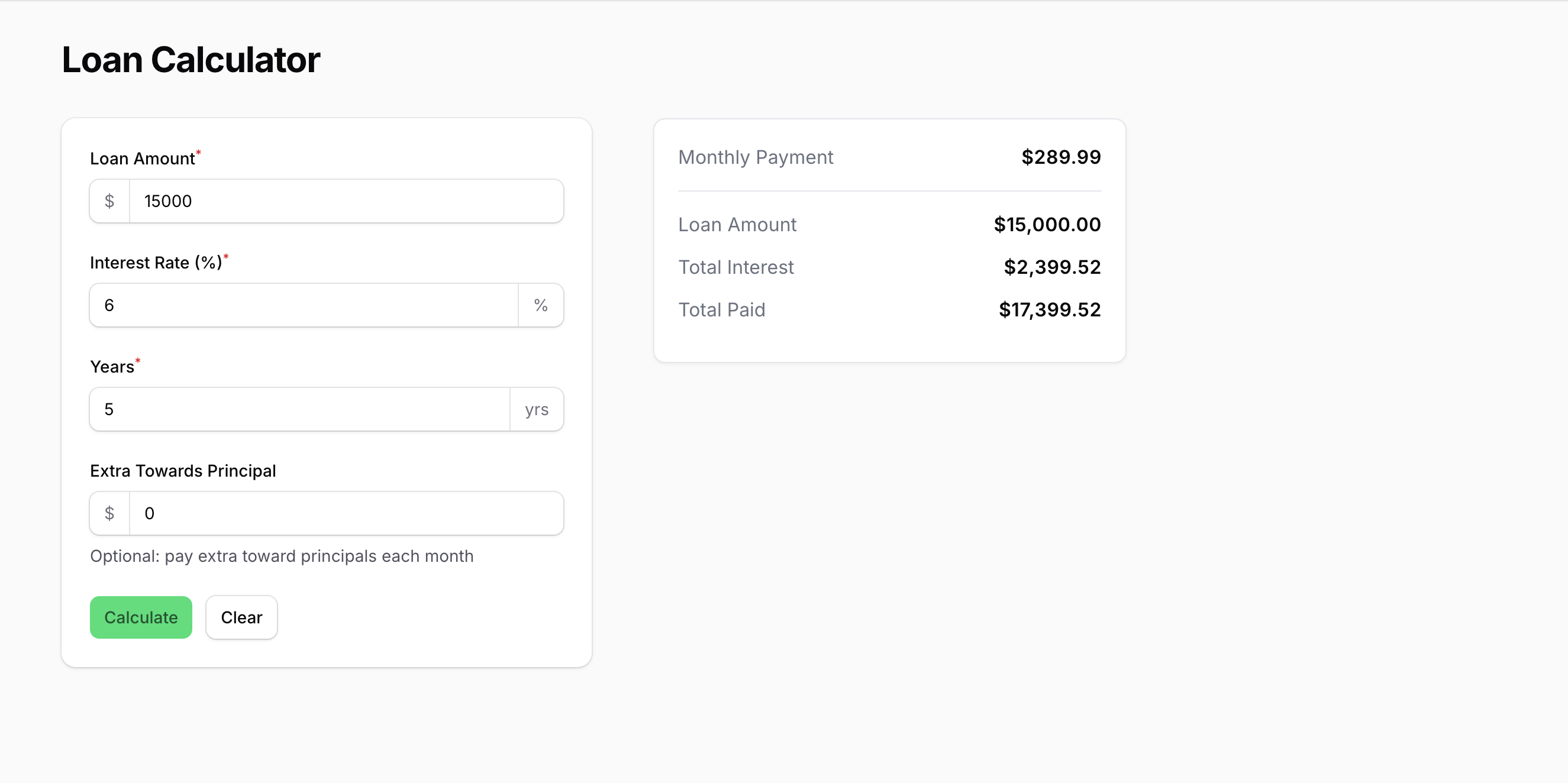 Mintly Loan calculator